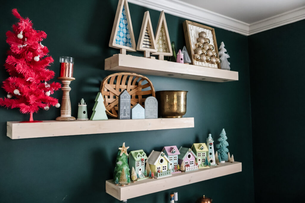 Decorated shelves for Christmas