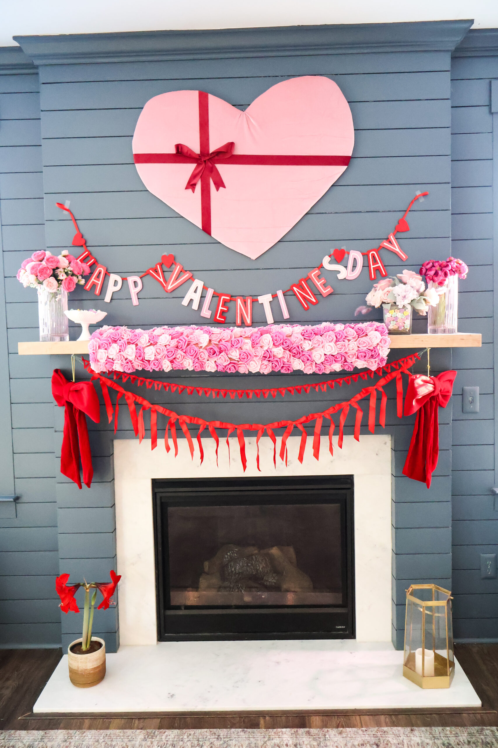 valentines day mantel