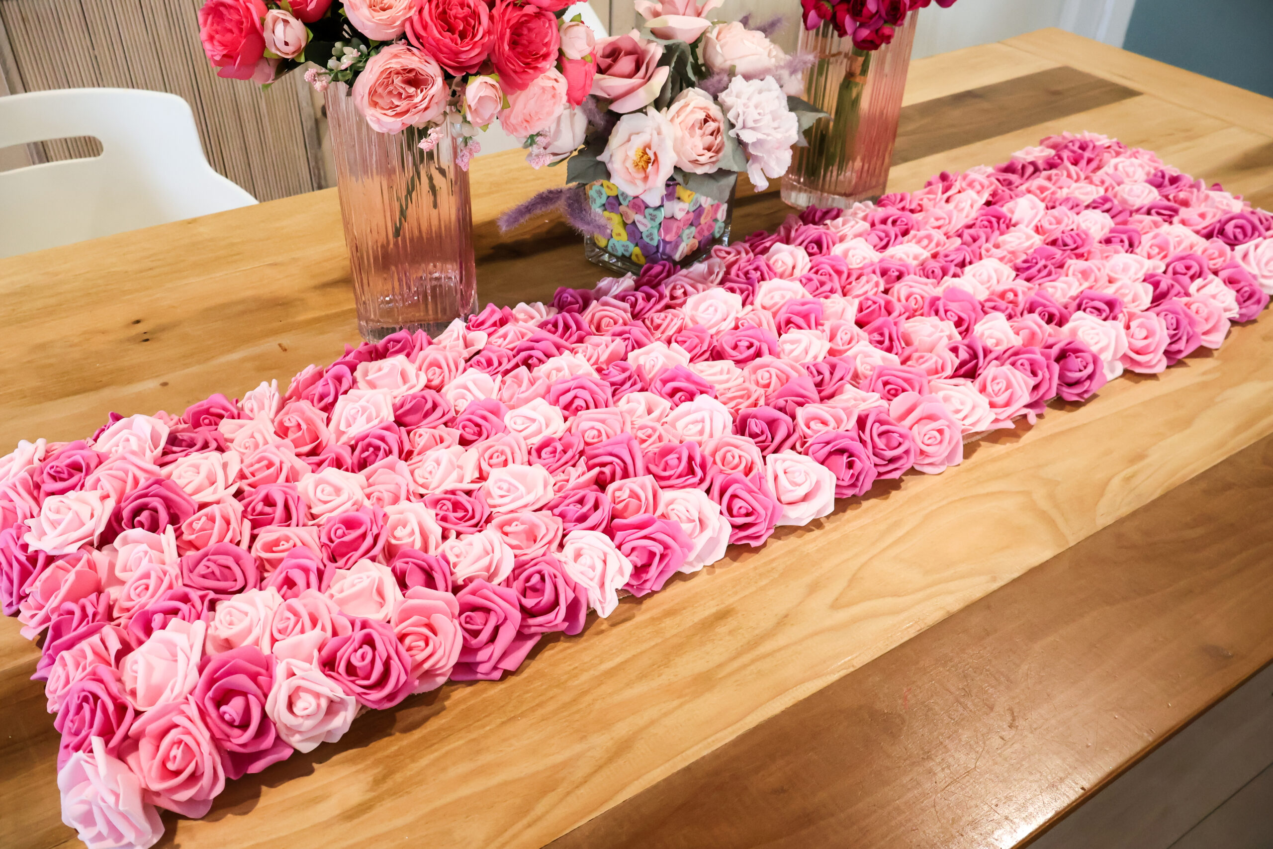 DIY rose table runner