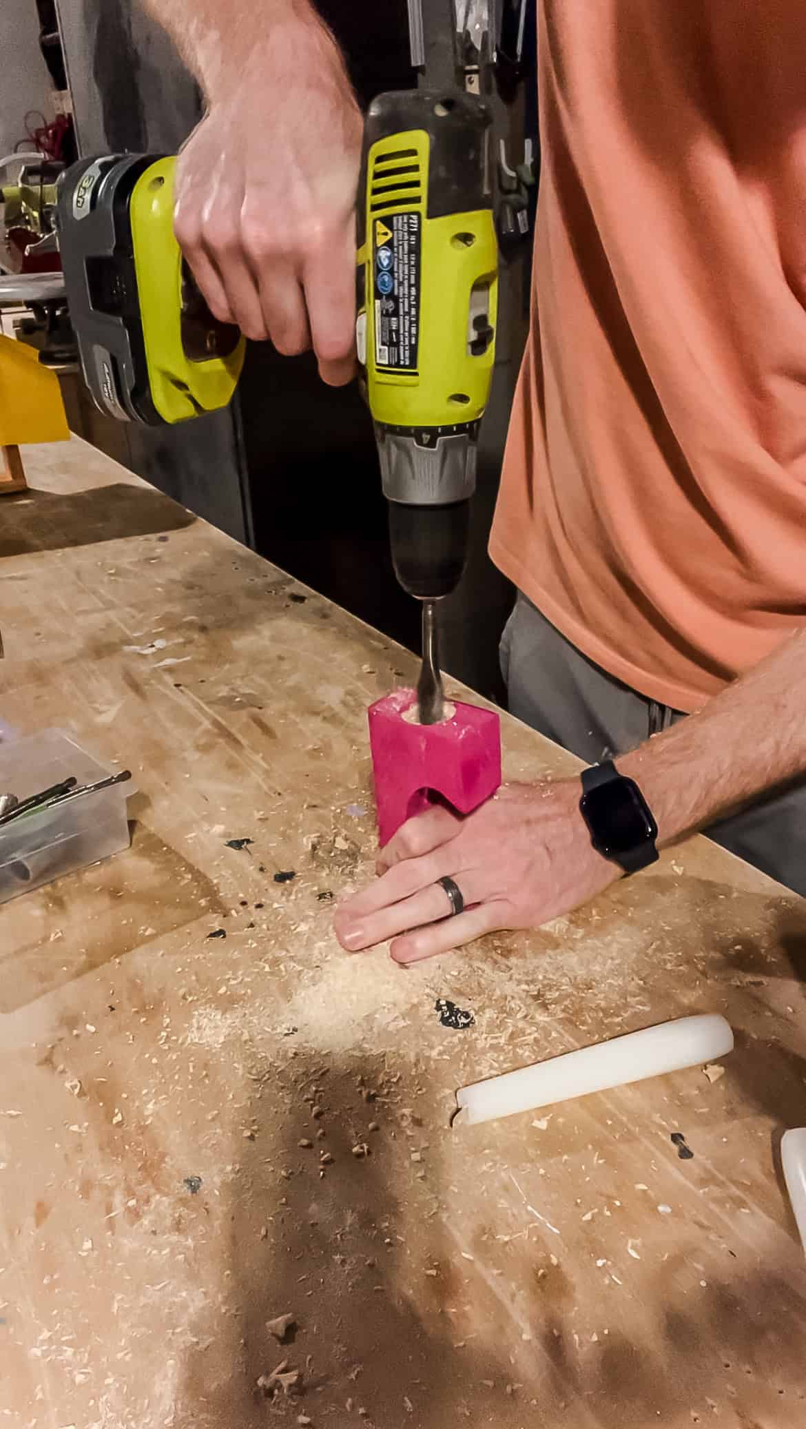 Drilling holes in top of candle holder