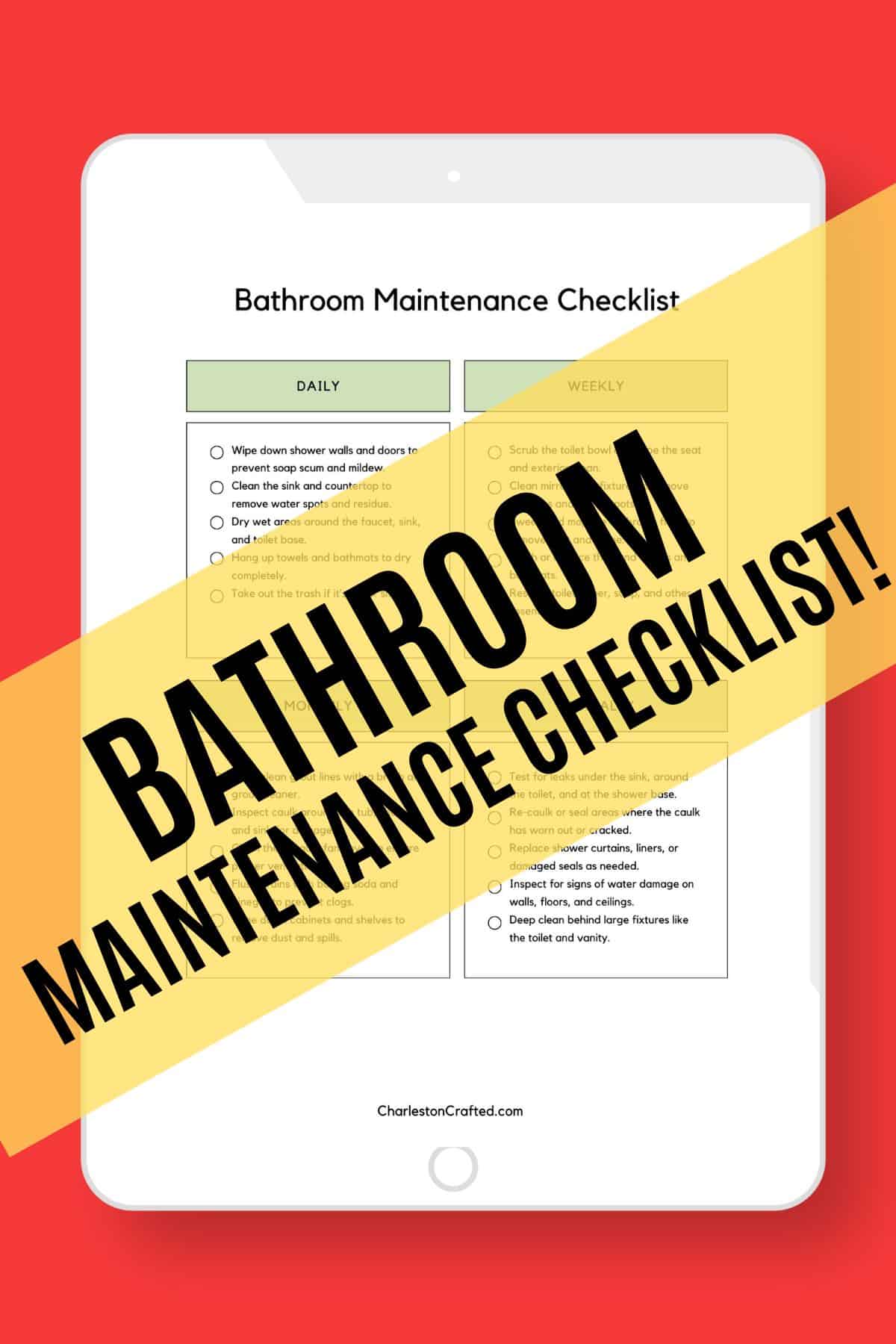 bathroom maintenance checklist mockup 