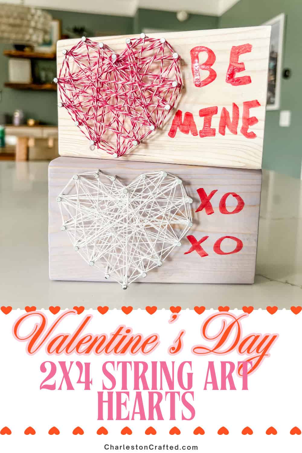 String art 2x4 Valentine - Charleston Crafted