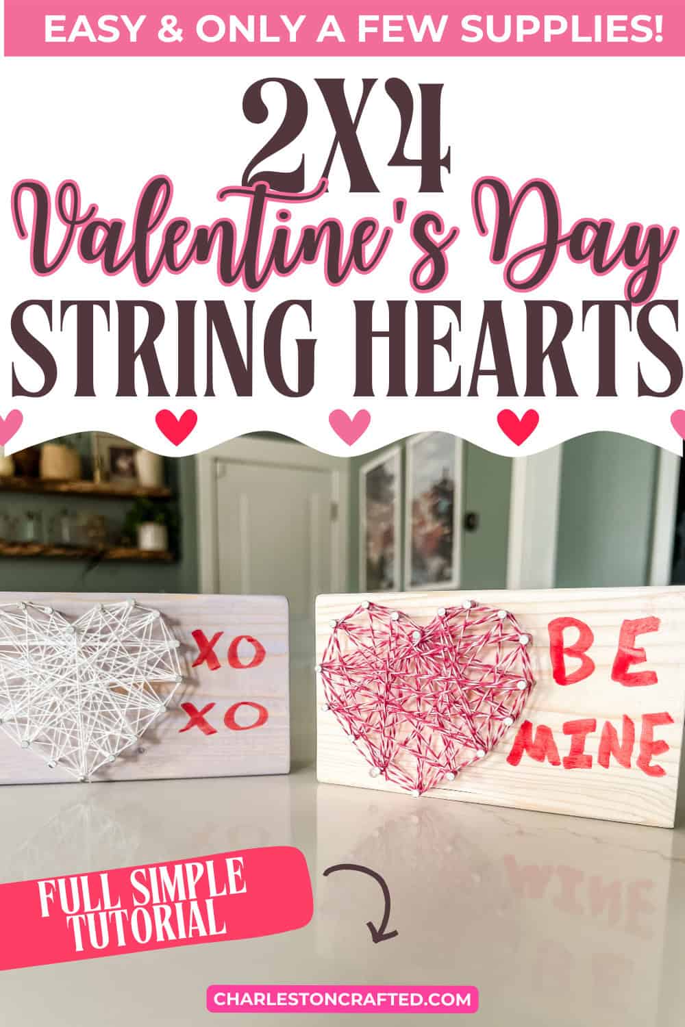 String art 2x4 Valentine - Charleston Crafted