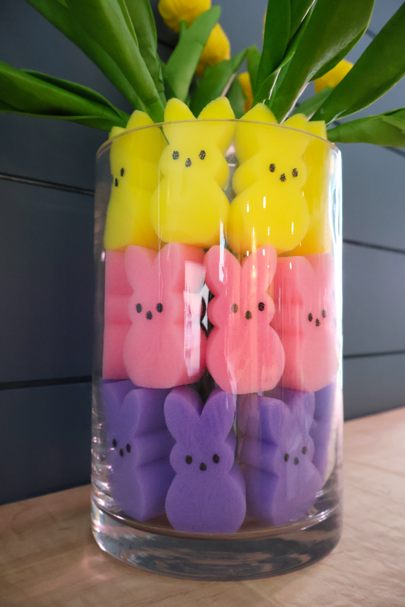 close up ofpeeps in vase