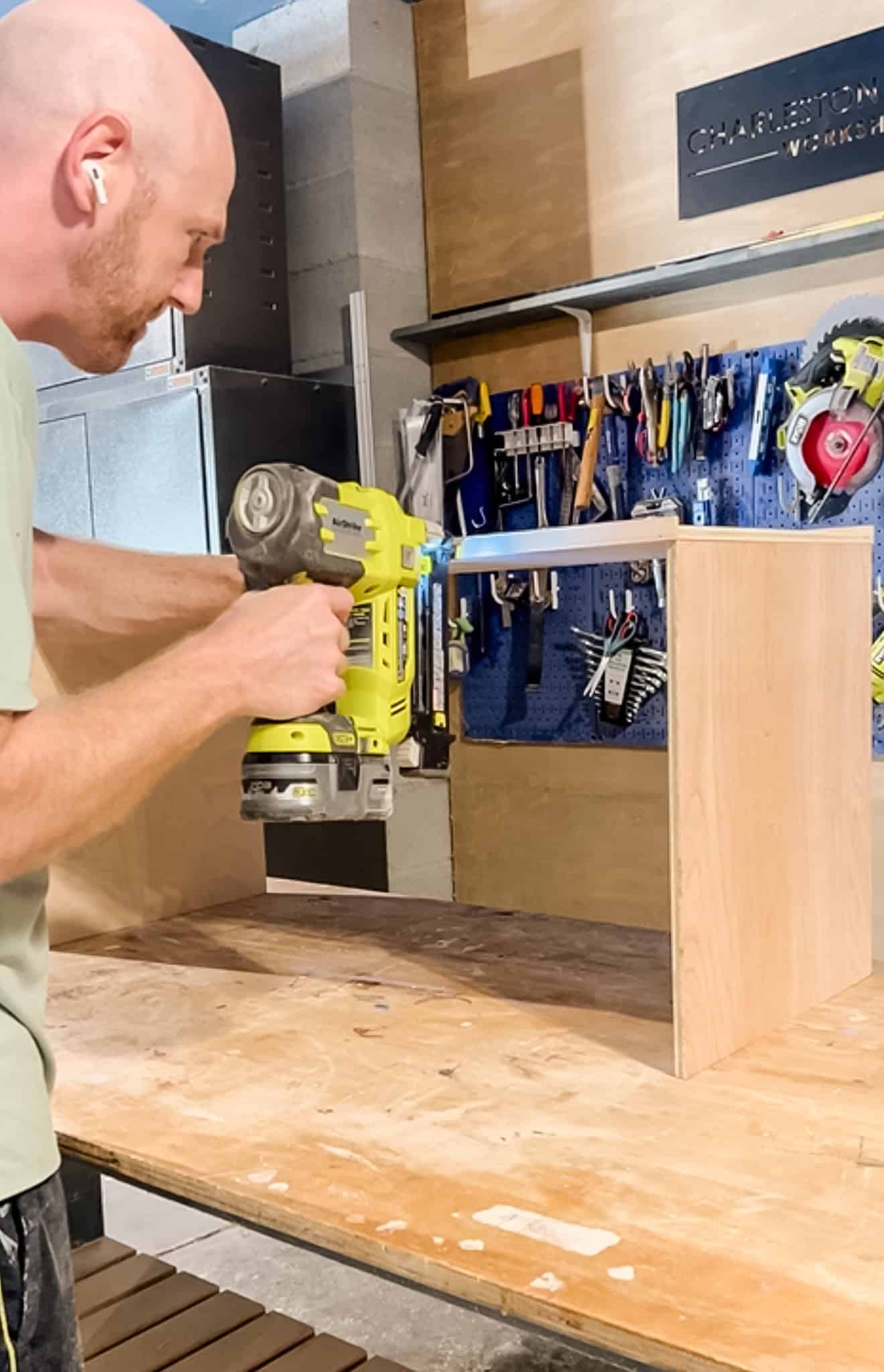 Nailing lips into ottoman coffee table