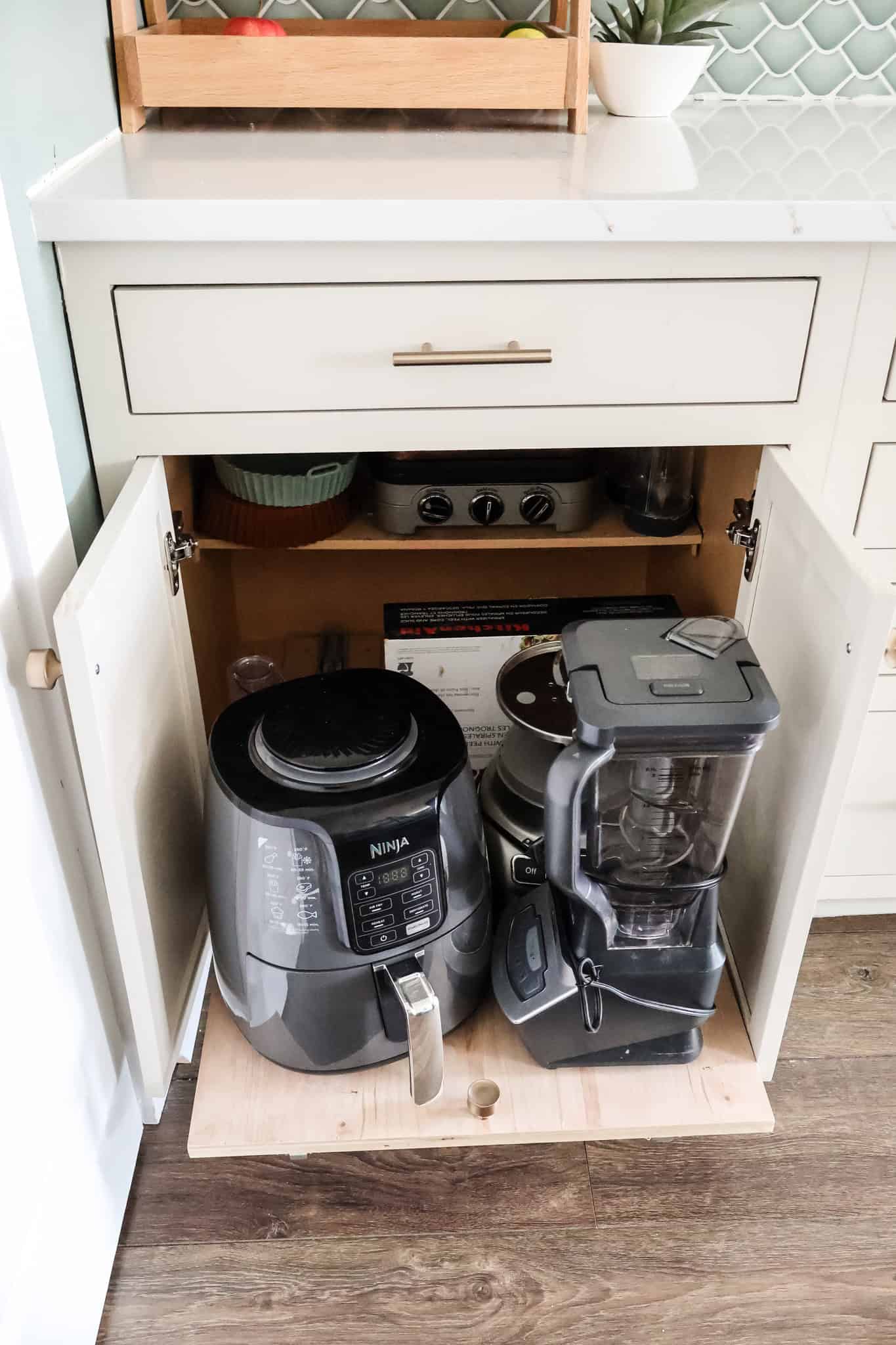 DIY cabinet pull out drawer tray - Charleston Crafted