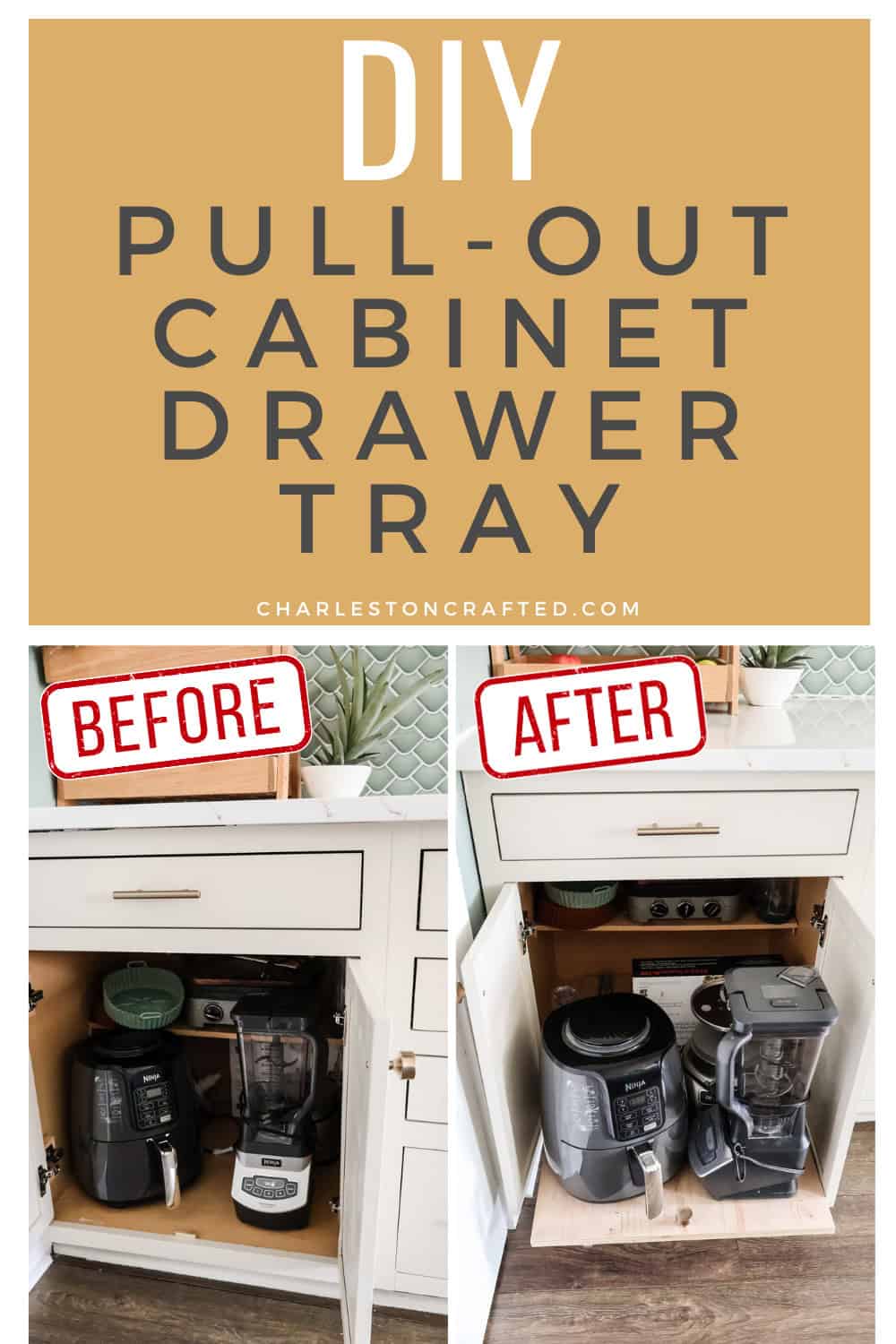 DIY cabinet pull out drawer tray - Charleston Crafted