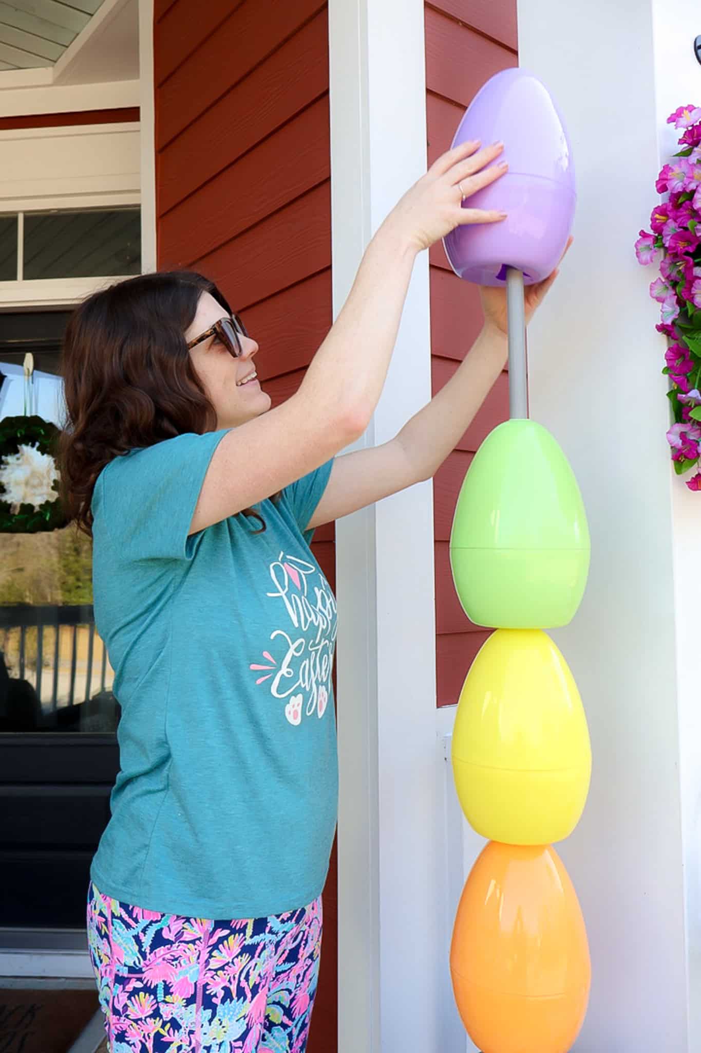 Making a DIY easter egg topiary