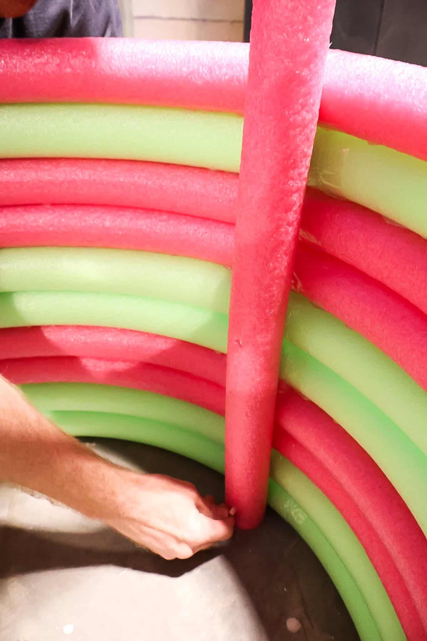 making an easter basket from pool noodles