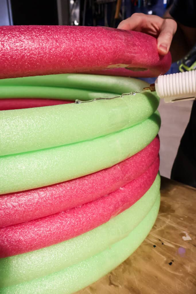 making an easter basket from pool noodles