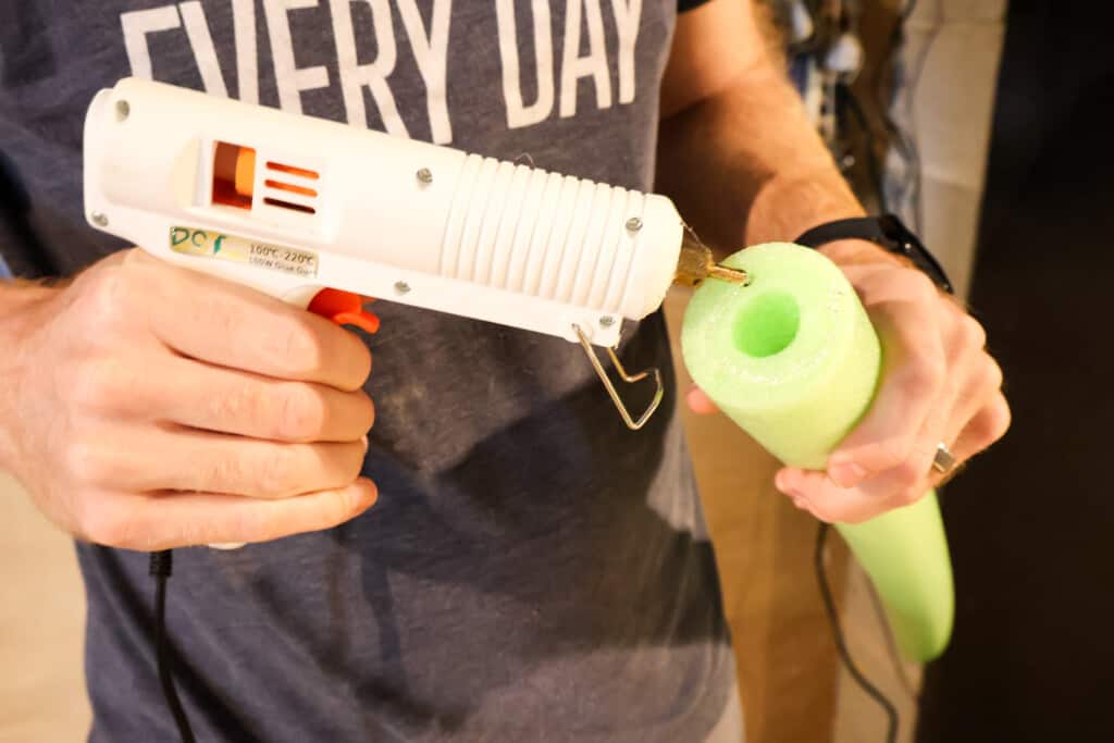 gluing together pool noodle rings